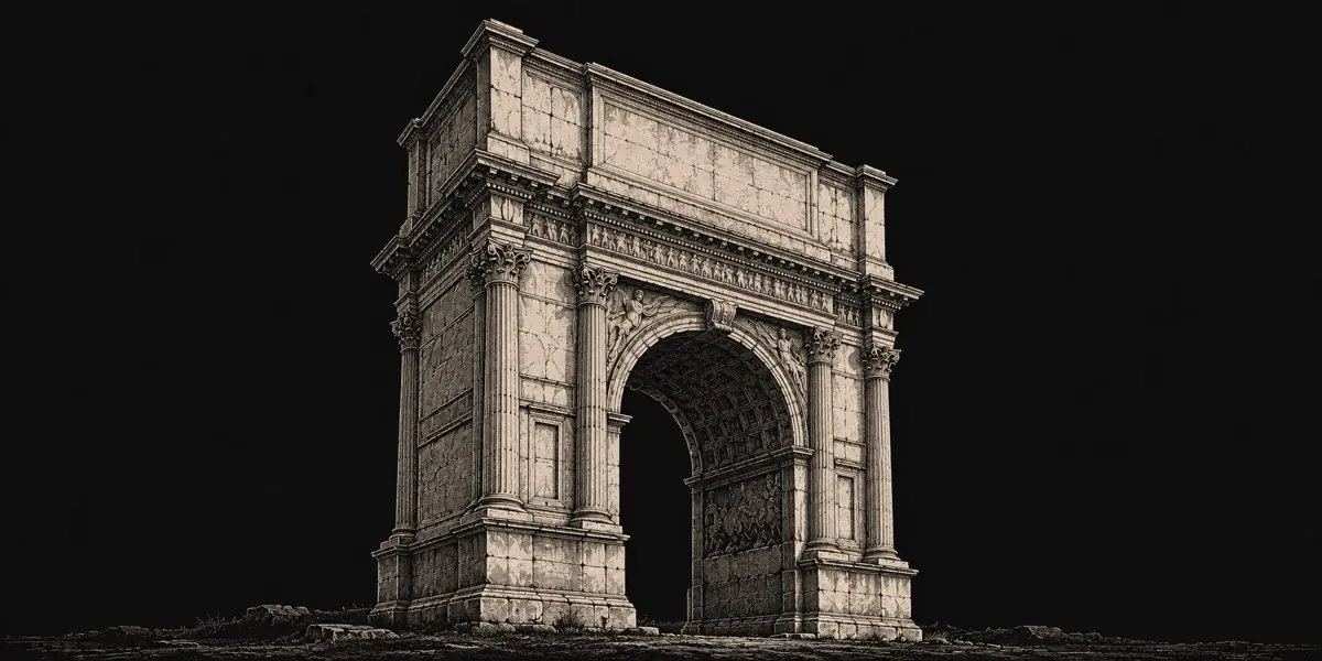 Ink engraving of the Arch of Titus in Rome